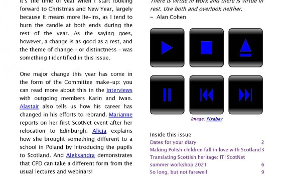 First page of the ScotNet Newsletter December 2021